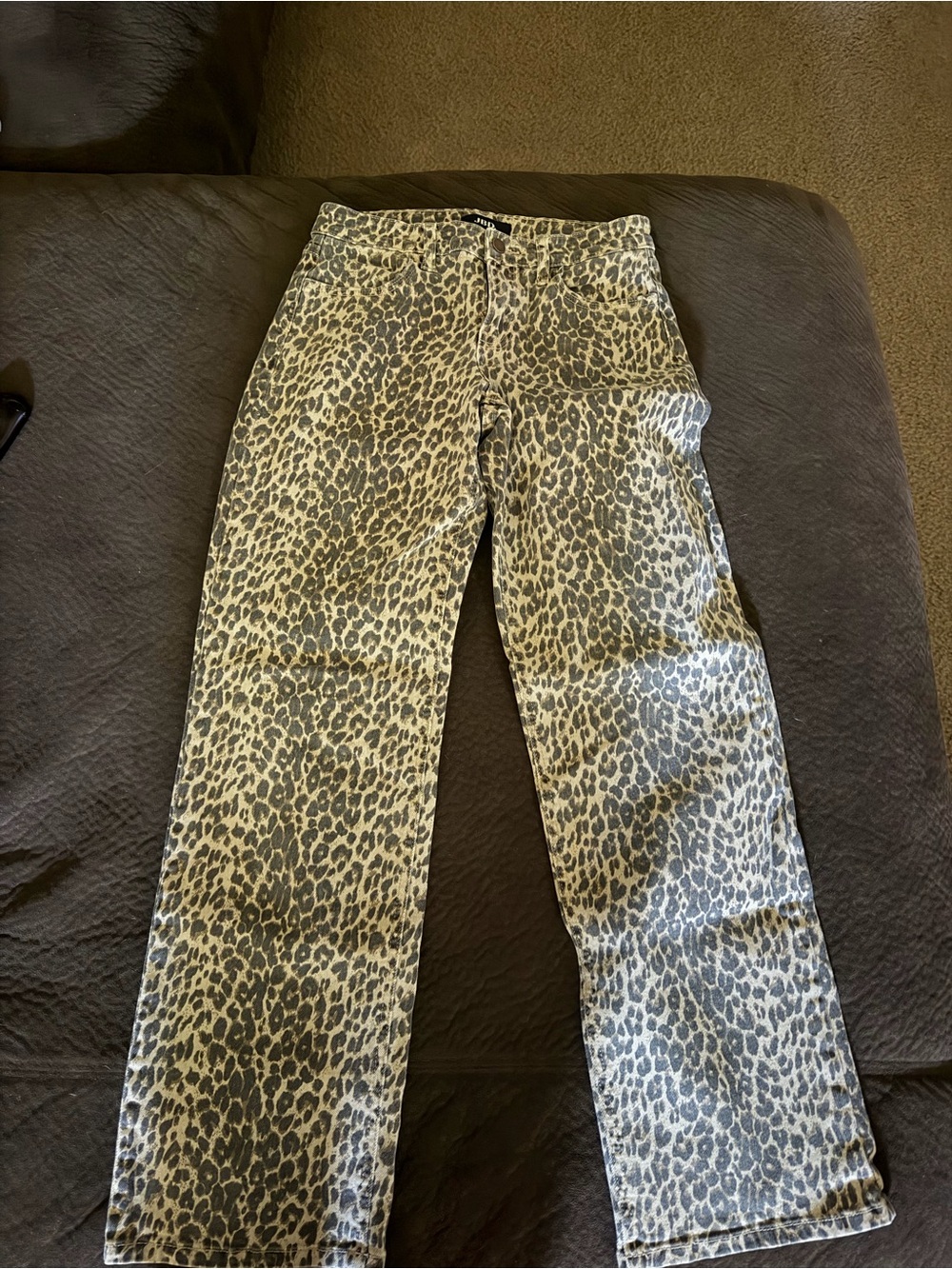 Leopard Print Wide-Leg Women’s Jeans - Natural Taupe
